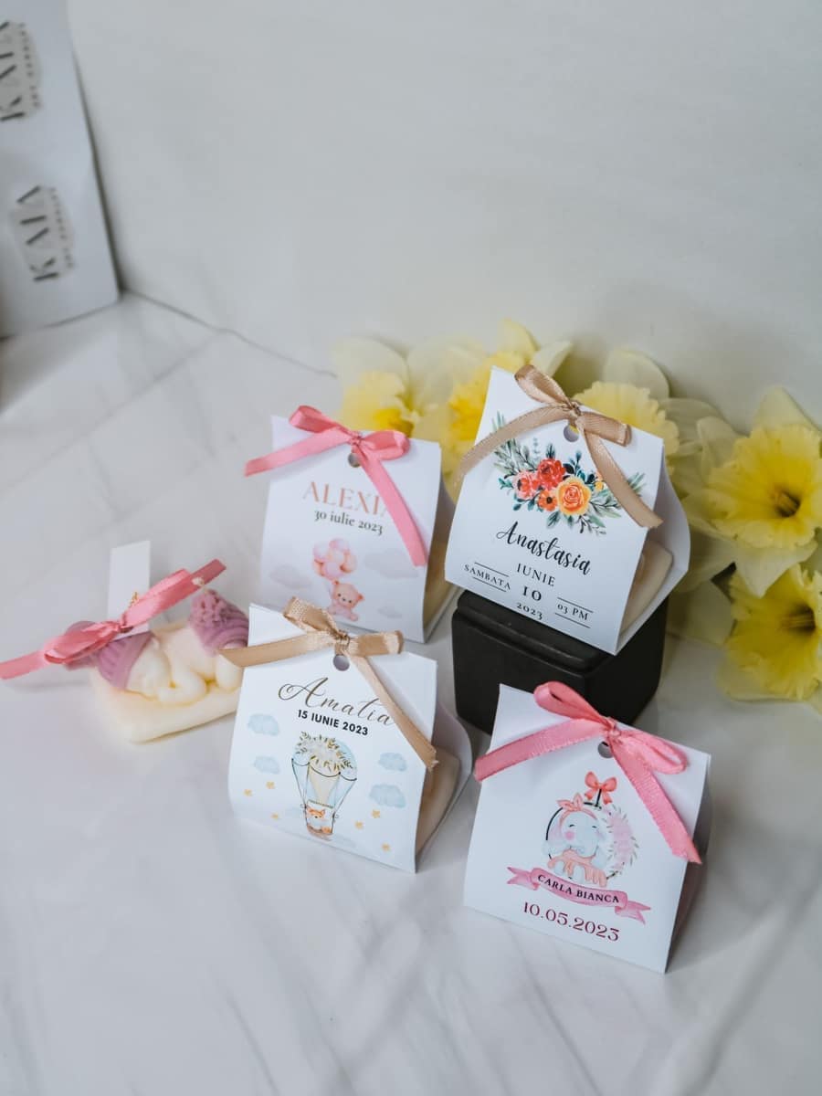 Marturii Botez lumanare BABY - cartonat & fundita - imagine 12